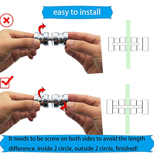 Zksm Shower Screen Handle 2 Set Bathroom Door Handle Knob With Solid Stainless Steel For Replacement Groove Glass Door(Install Screw 7.8X30Mm) #TOP4