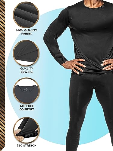 Body Glove 2 Piece Mens Fleece Lined Base layer Underwear Set, Warm Insulated Top and Bottom Long Johns for Winter Baselayer2