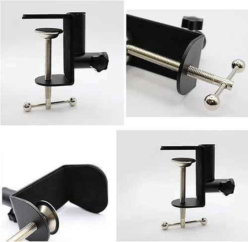 Miniatura 2 de Paquete de 2 abrazaderas de montaje en escritorio para micrófono, de metal resistente, soporte de brazo de micrófono de escritorio, abrazaderas de