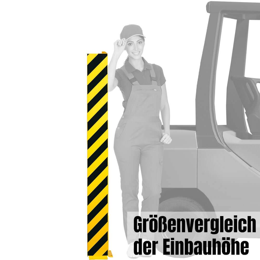 ROBUSTO Anfahrschutzprofil L, gelb/schwarz, aufdübeln, Stahl, 16 x 16 x 150 cm, Art.-Nr. 70376 | Anfahrschutz Wand | Flächenschutzprofil | Regal Anfahrschutz