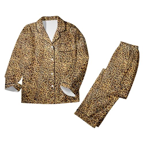 Pyjama en satin femme de nuit avec t-shirt manches longues et pantalon homewear
