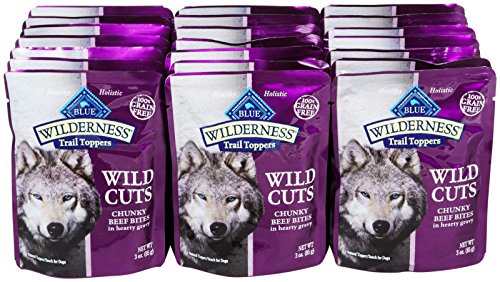 Image of Blue Buffalo Wilderness Trail Toppers Chunky Beef Bites in Hearty Gravy Wet Dog Food, 3 oz., Case of 24