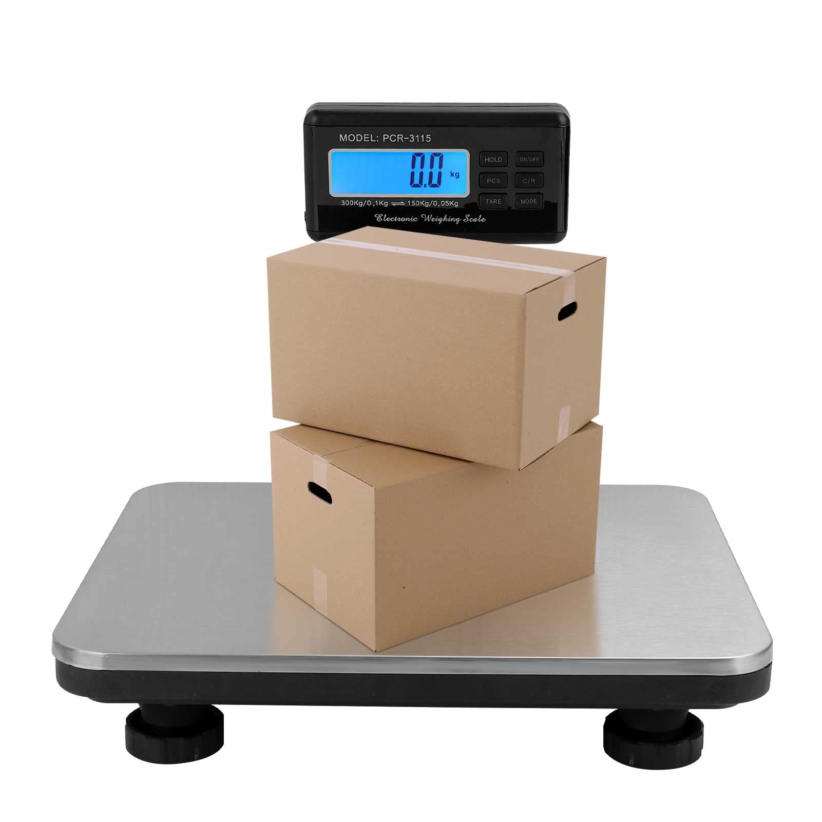 Trintion Paketwaage Fleischwaage mit Zählfunktion Plattformwaage Edelstahl Waage bis 300 kg Externes Beleuchtetes LCD Wand Display Digitalwaage Plattformgröße 36cmx30cm