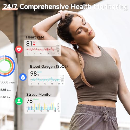 Smart Watches for Women, 1.8 Touch Screen Fitness Tracker for Android & iPhone, Answer/Make Calls, Alexa Built-in, Heart Rate/Sleep/SpO2 Monitor Smartwatch, 3ATM Waterproof, 101  Sport Modes, 2 Bands