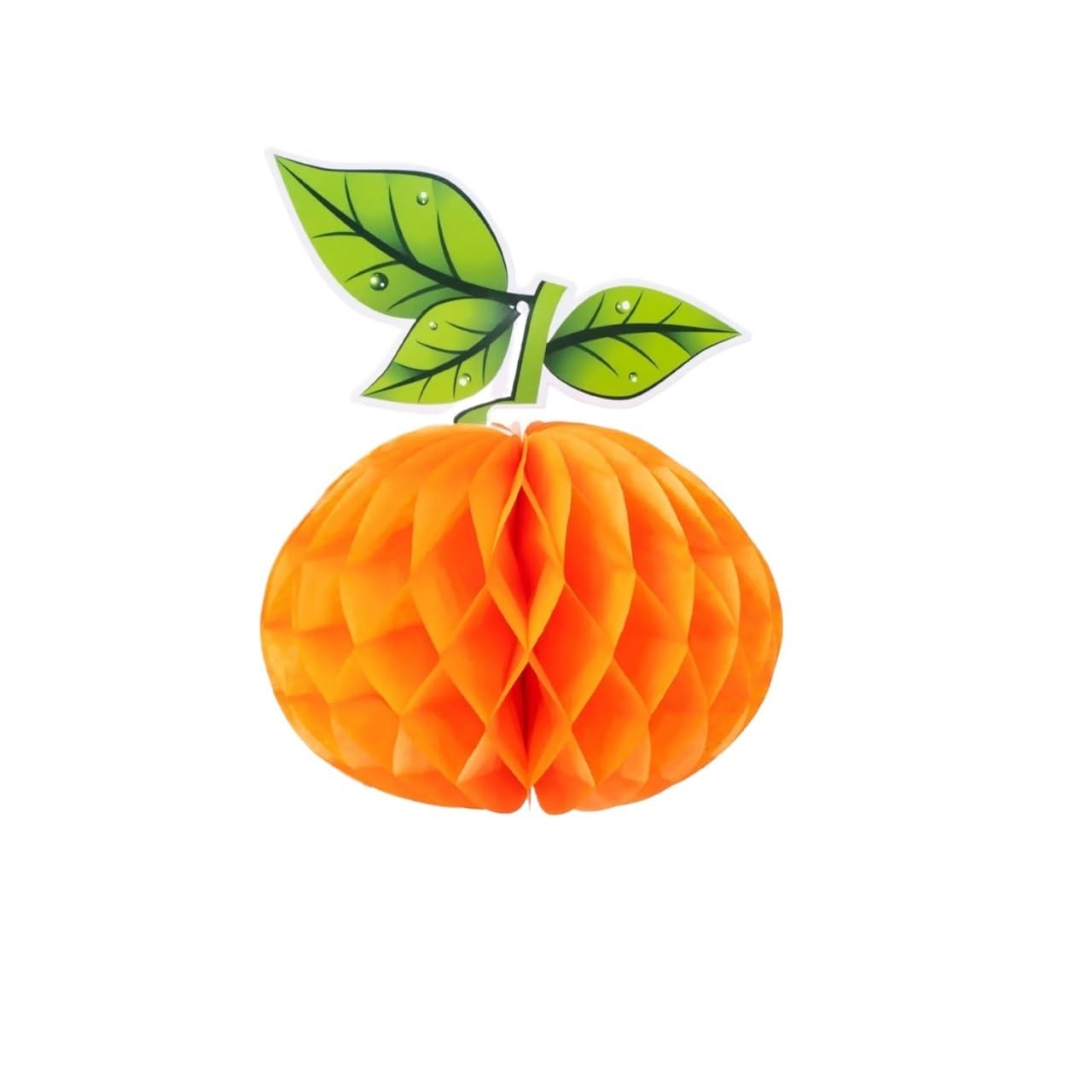 Summer Fruit Theme Party Honeycomb Decoration Paper Pineapple Strawberry Apple Grape Hanging Pendants Tropical Hawaiian Party(Orange)
