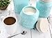 Sparrow Decor Mason Jar Kitchen Canister Set - Set of 3 Kitchen Canisters - Large, Round Ceramic Sets for Vintage, Rustic, or Farmhouse Look - Storage for Flour, Sugar, Tea, Coffee and More (Blue)