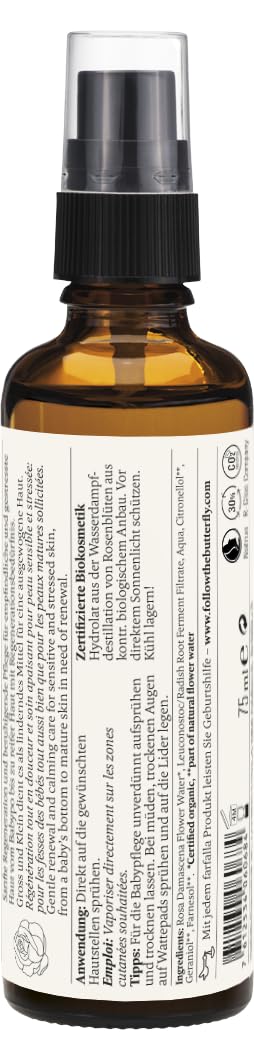farfalla Woda różana - 100% naturalny hydroliat róż - regenerujący, 75 ml