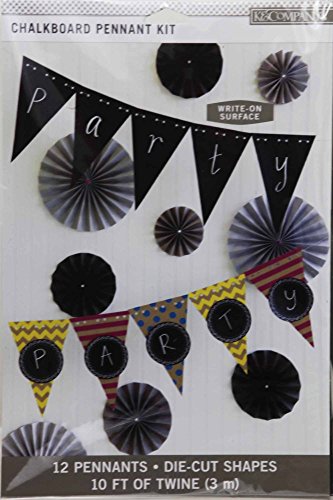 K&Company Chalk It Now Chalkboard Pennant Kit ~ Write-On Surface Party Banner