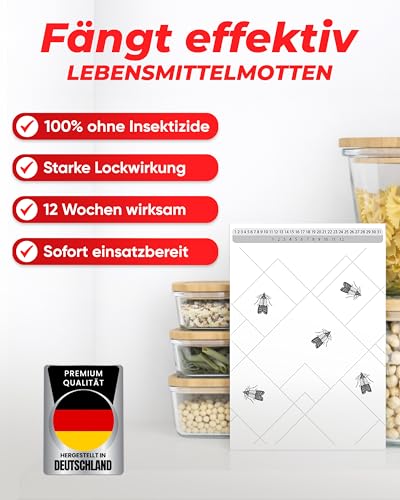 PIC Lebensmittelmotten Falle, 12 Stück Starke Pheromonfallen gegen Motten – Ansicht 2