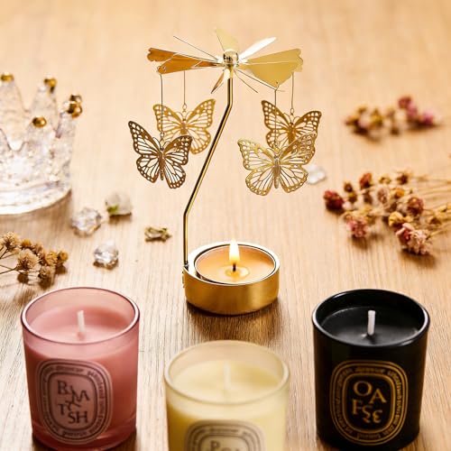 Miniatura 4 de 4everhope Regalo De San Valentín Para Mujeres, Portavelas Giratorio, Portavelas Giratorio Dorado Para Cumpleaños, Día De La Madre, Bodas, Decoración De Mesas Para Fiestas Butterfly