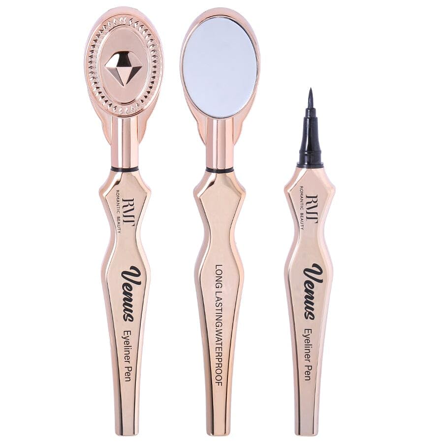 VENUS  Lápiz delineador de ojos fino negro líquido impermeable con espejo incorporado