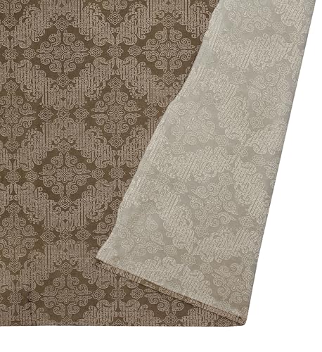 Image of Yarnis Damas Printed Room Darkening Polyester Curtains 8 Feet Long Set of 2 for Door & Windows Living Room, Coffee Brown, Parda