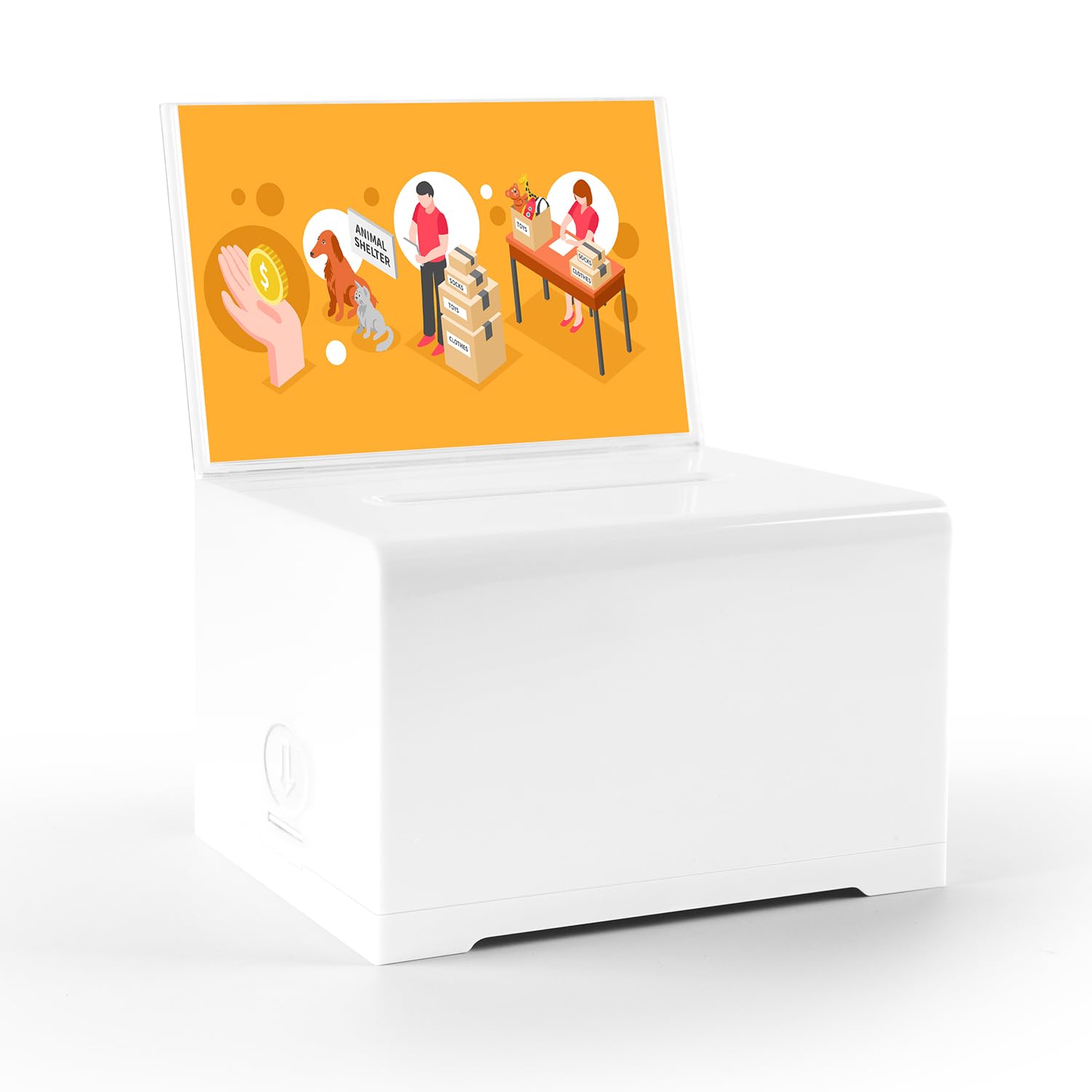 KAFENDA Donation Ballot Box with Lock - Suggestion Box with Sign Holder for Business Cards/Tips Jars/Sweepstakes Boxes （4 white）