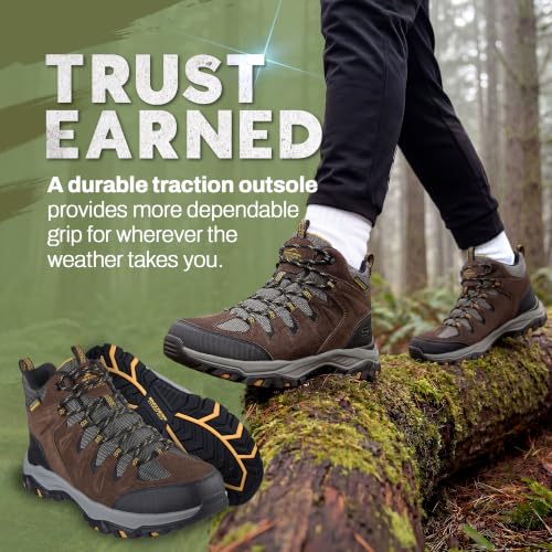 Image of Skechers Men's USA Rickter - Branson Mid Top Waterproof Lace Up Hiker Boot | Hiking, Waterproof, Relaxed Fit, Air-Cooled Memory Foam, Lace-Up