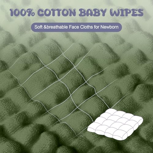 Image of Breling 20 Pcs Baby Muslin Washcloth 12 x 12 Inch 100% Cotton Soft and Absorbent Muslin Washcloth Burp Cloth Wipe Newborn Face Towel for Baby Boy Girl Sensitive Skin(White, Light Green, Green)