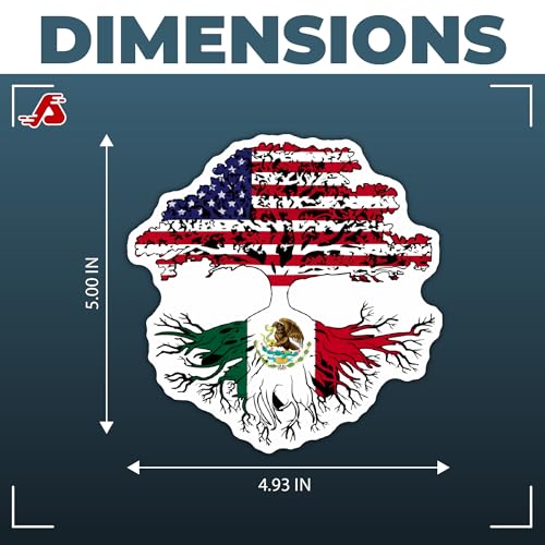 Image of Authntcestore- Mexican Roots, Mexico Grown, Mexico USA Flag,- Vinyl Decal Waterproof Sticker - Window,Car, Motorcycle, Truck, Laptop or Smooth Indoor & Outdoor Surface - Size: 5 inch