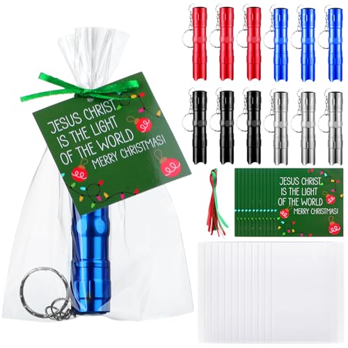 Tujoe 12 Set Christmas Christ Gift LED Flashlight Keychains with
