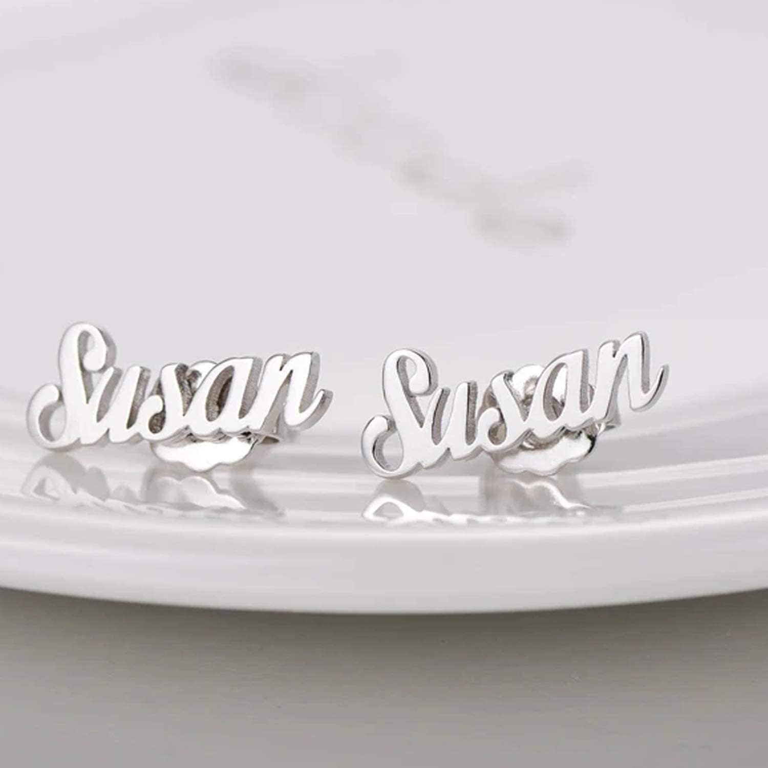 925 Sterling Silver Personalized Name Stud Earring Custom Name Earrings—Customize Your Own Earring with Name