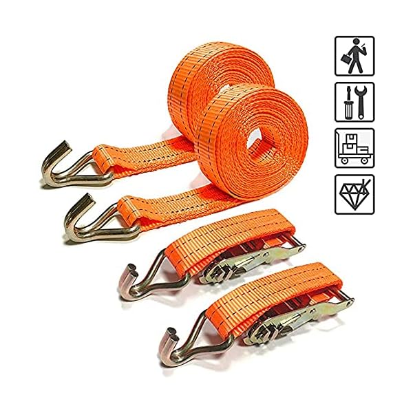 AufuN Spanngurt mit Haken 6m 38mm Profi Robuste 2000 daN zweiteilig Ratschengurt Zurrgurte nach DIN EN 12195-2…