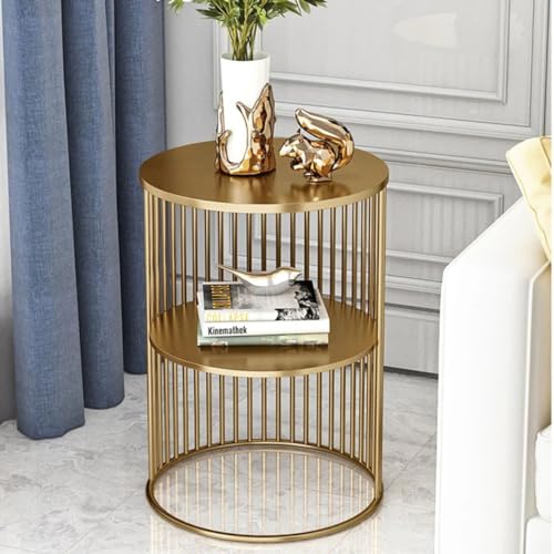 Image of Crown Art Shoppee Coffee Table Metal & Wooden Table with Open Shelving for Storage, Modern Furniture for Living Room & Home Office (Full Golden)