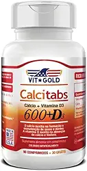 Calcitabs - Cálcio 600 mg + Vitamina D3 Vitgold com 90 comp.