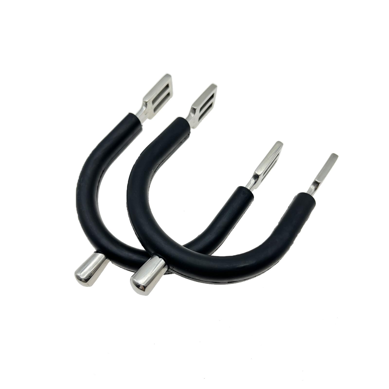 QualiTime English Bumper Spurs - Stainless Steel Equestrian Spurs Rubber Covered Round Spurs for Mens, 1 Pair., Silver