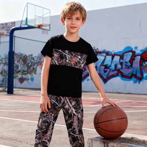 Image of 5-12 Years Boys Clothing Set Camo Hoodie & Cargo Pants Outfits Set 2025 Fashion Clothing
