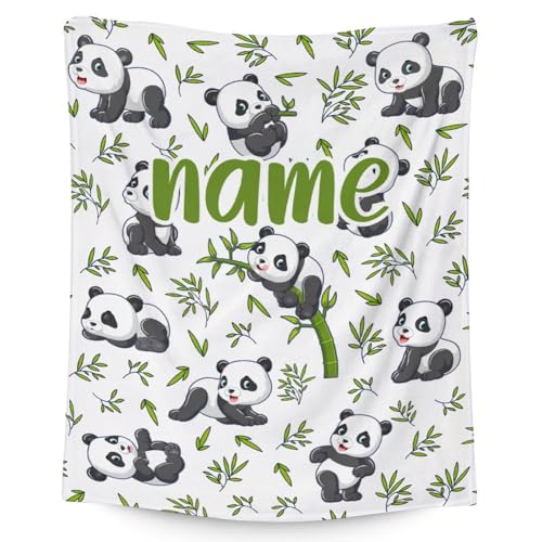 Mercuryelf Custom Panda Throw Blanket - Soft, Fuzzy & Warm - 60x80 Inches Flannel Blankets for Bed, Couch - White Aesthetic Throws Gift for Adults