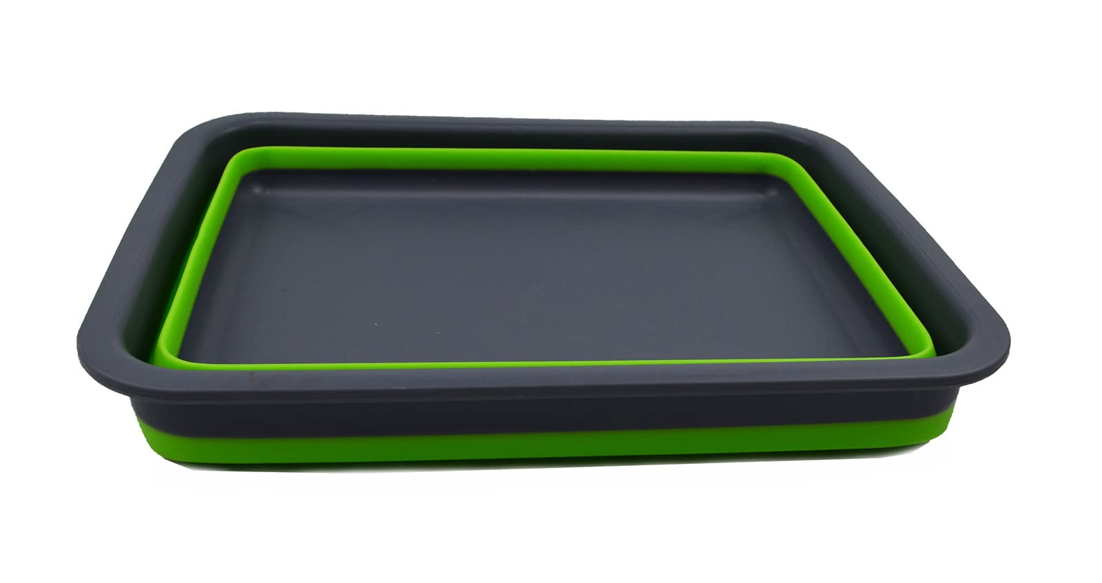 SAMMART Set Di 2 Vasche Pieghevoli Salvaspazio – Lavandino Portatile In Plastica Grigio/Nero – 43,5x33,5x13,7 Cm – Senza BPA