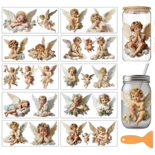 arricraft 10 Sheets Watercolor Cute Angel with Wings UV DTF