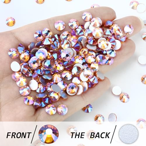 Image of 1440PCS SS16 Crystal Glass Flatback Rhinestones, Round Flat Back Crystal Gems for Nail Art and Craft Clothes, Glue Fix Diamond Stones Golden Shadow /Champagne AB (3.8-4.0mm)