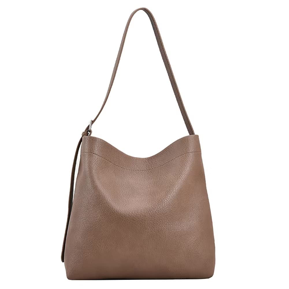 Borsa da donna in pelle vegana, borsa a tracolla di grande capacità, borsa da lavoro, borsa da viaggio con tracolla regolabile, Elefante grigio, Large