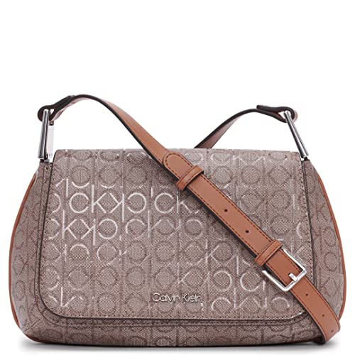 Calvin Klein Charlie Flap Crossbody, Almond/Taupe/Caramel, One Size