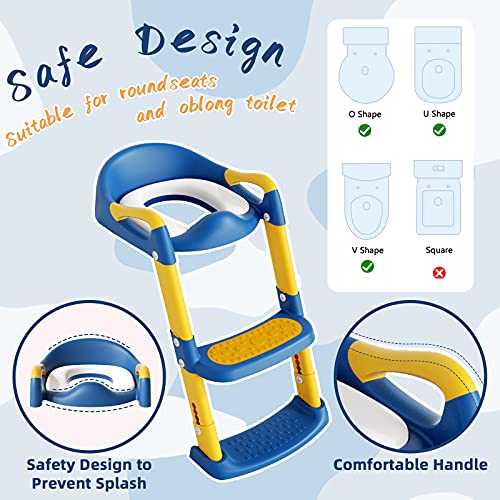 YMINA-Potty-Training-Seat-with-Step-Stool-Ladder-for-Boys-Girls-Potty-Toilet-Seat-with-Handles-Splash-Guard-Foldable-Adjustable-Comfotable-and-Anti-Slip-Pad-for-Kids-Baby-Blue