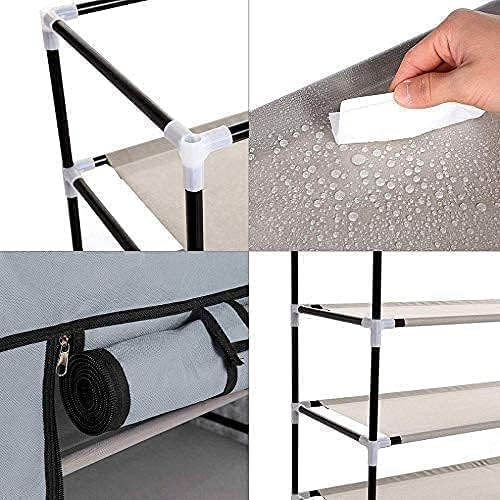 Image of YouCopia Collapsible Wardrobe 9 Shelves Storage Clothes Storage Rack Quick Wardrobe /Cabinet /Multipurpose Storage Rack, Foldable, Collapsible Fabric RollOut Fridge for Home Office (Grey, 9-Layer)