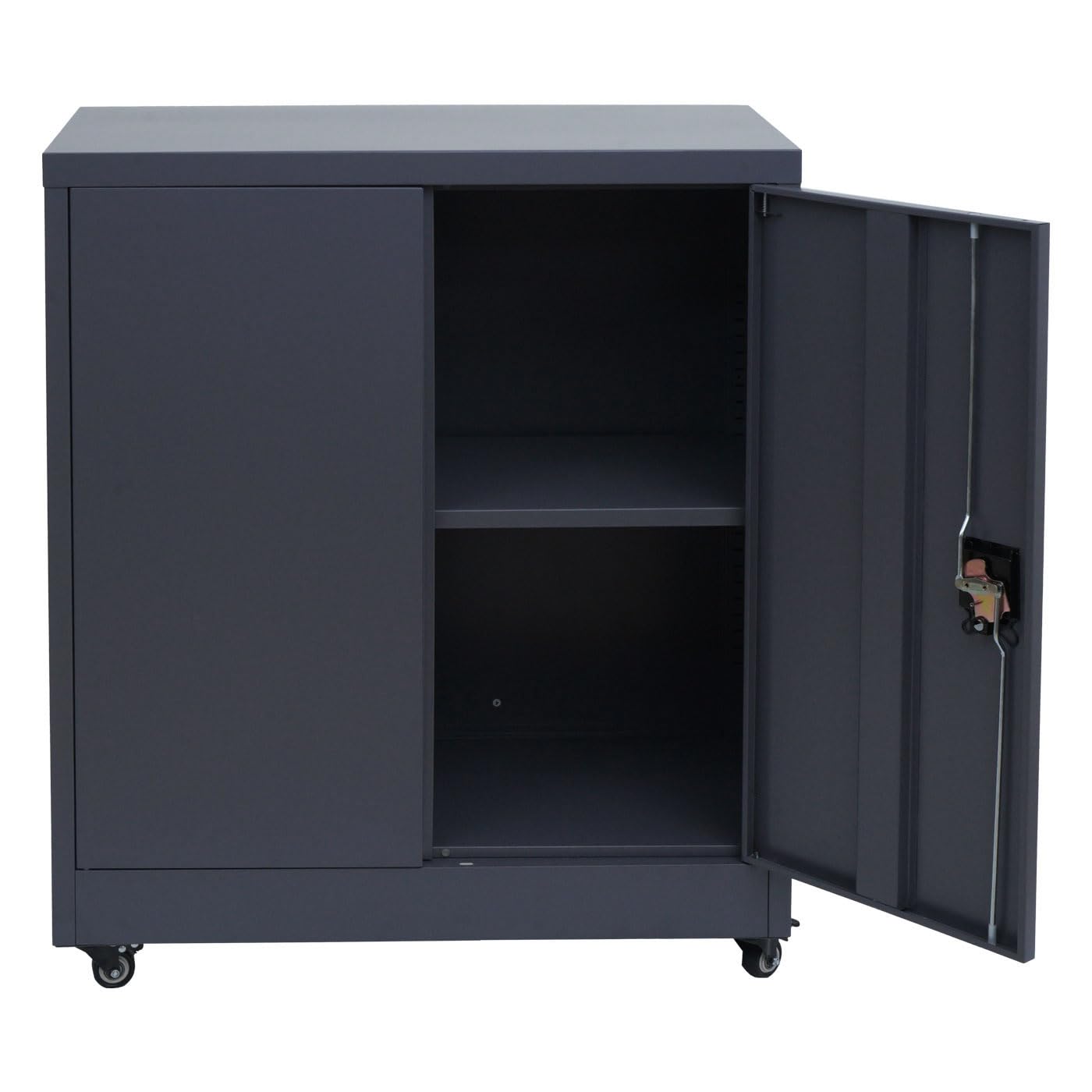 Aktenschrank HWC-O50, Büroschrank Stahlschrank mit Rollen, 2 Türen abschließbar, Stahl 98x80x40cm - dunkelgrau