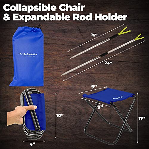 DaddyGoFish Kids Fishing Pole - Telescopic Rod &