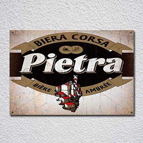 Biopracess Pietra Plaque en métal vintage Motif bière 20,3 x 30,5 cm