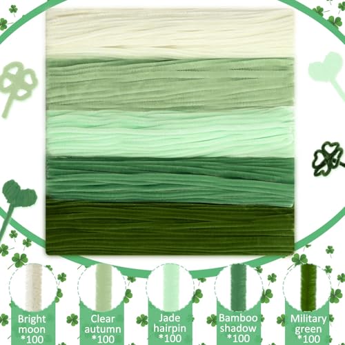 Image of Peryiter 500 Pcs Pipe Cleaners for DIY Flower Bouquets, Chenille Stems for Graduation Bouquet Crafts, Fuzzy Sticks for Handmade Flowers, DIY Gift, Art Projects(Boho Green,12 Inch)