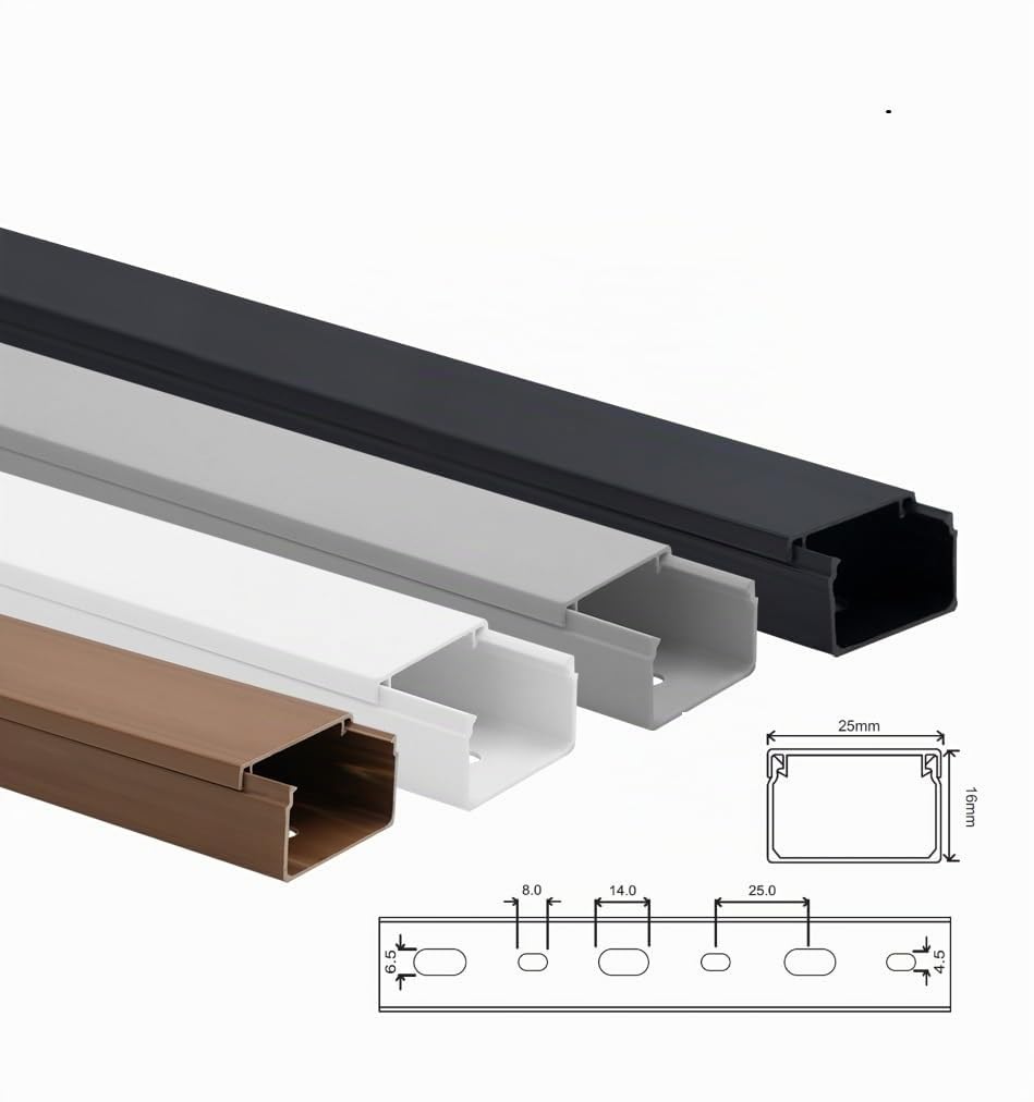 KOMIB KK2516RW Kabelkanal 25 x 16 x 2000mm / Kabelkanäle/Kabelführung Schraubbar 5 Stück (10 Meter - 5 x 2m)- VDE