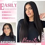 Clip in Hair Extensions Real Human Hair, 100g/3.6oz, Clip in 100% Brazilian Remy Human Hair Extension for Women, Double Weft 8pcs Per Set with 18 Clips 1B Natural Black 16 Inch - Image 2