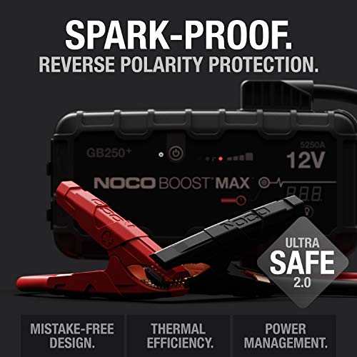 Image of NOCO Boost Max GB250: 5250A UltraSafe Jump Starter - 12V Lithium Battery Booster Pack, Portable Jump Box, Power Bank & Jumper Cables - for 16L Gas and Diesel Engines
