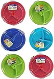 Regent Products Corp (Set of 6) Microwave Food Storage Tray Containers - 3 Section / Compartment Divided Plates w/ Vented Lid