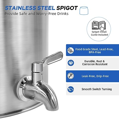 Image of Stainless Steel Water Dispenser, 2.5 Gallon Drink Dispenser with 18 /8 Stainless Steel Spigot & Airtight Lid, Water Cooler Dispenser Countertop for 3-5 Gallon Bottle, Water Crock for Parties Home