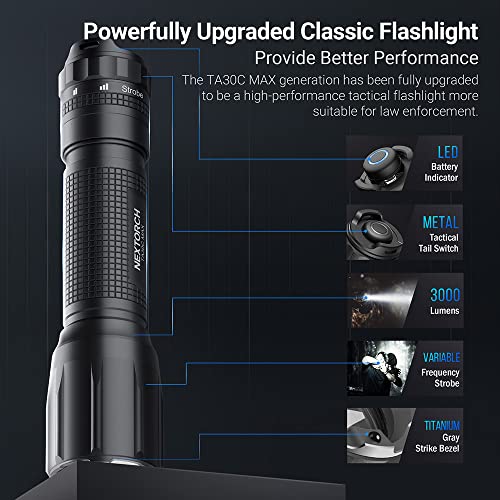 Nextorch 3000 Lumens Tactical Flashlight Usb Rechargeable Led Flashlight Police Ultra Bright Pocket Torch For Camping, Outdoor, Emergency, Everyday Flashlights Ta30C Max #TOP2
