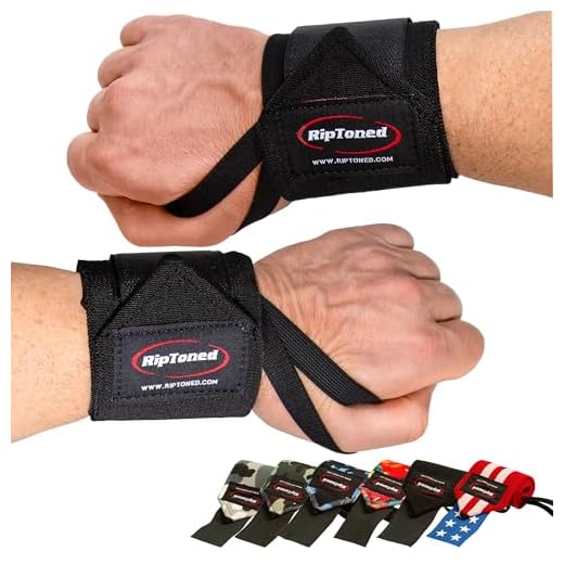 Rip Toned Wrist Wraps - 18" Professional Grade with Thumb Loops - Wrist Support Braces - Men & Women - Weight Lifting, Crossfit, Powerlifting, Strength Training (Black – Stiff)