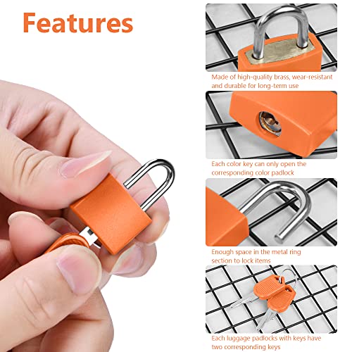 Flintronic 3 Pack Suitcase Lock with Key - Small Padlock for Travel Backpack, Play, Fitness (Rose Red/Orange/Blue) - Image 5