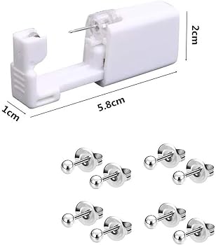 Lot 6 Pistolets De Perçage Oreille/Nez Jetables Stériles – Kit Auto-Perceur Indolore Avec Boucles & Désinfectant
