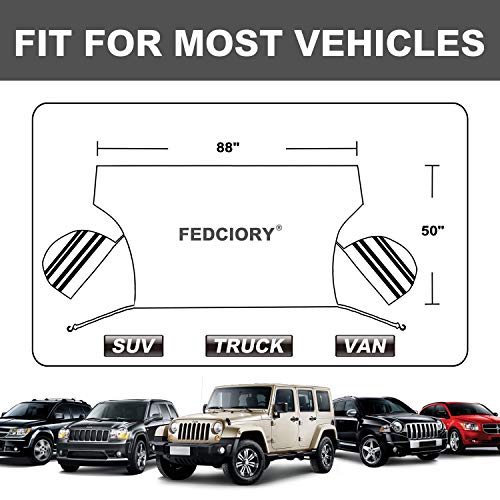 Fedciory Car Windshield Snow Cover,4-Layer Protection&Double Side Design,Snow, Ice, Frost,UV Full Protection,Extra Large & Thick for Most Vehicle(88"x50") - Thumbnail 7