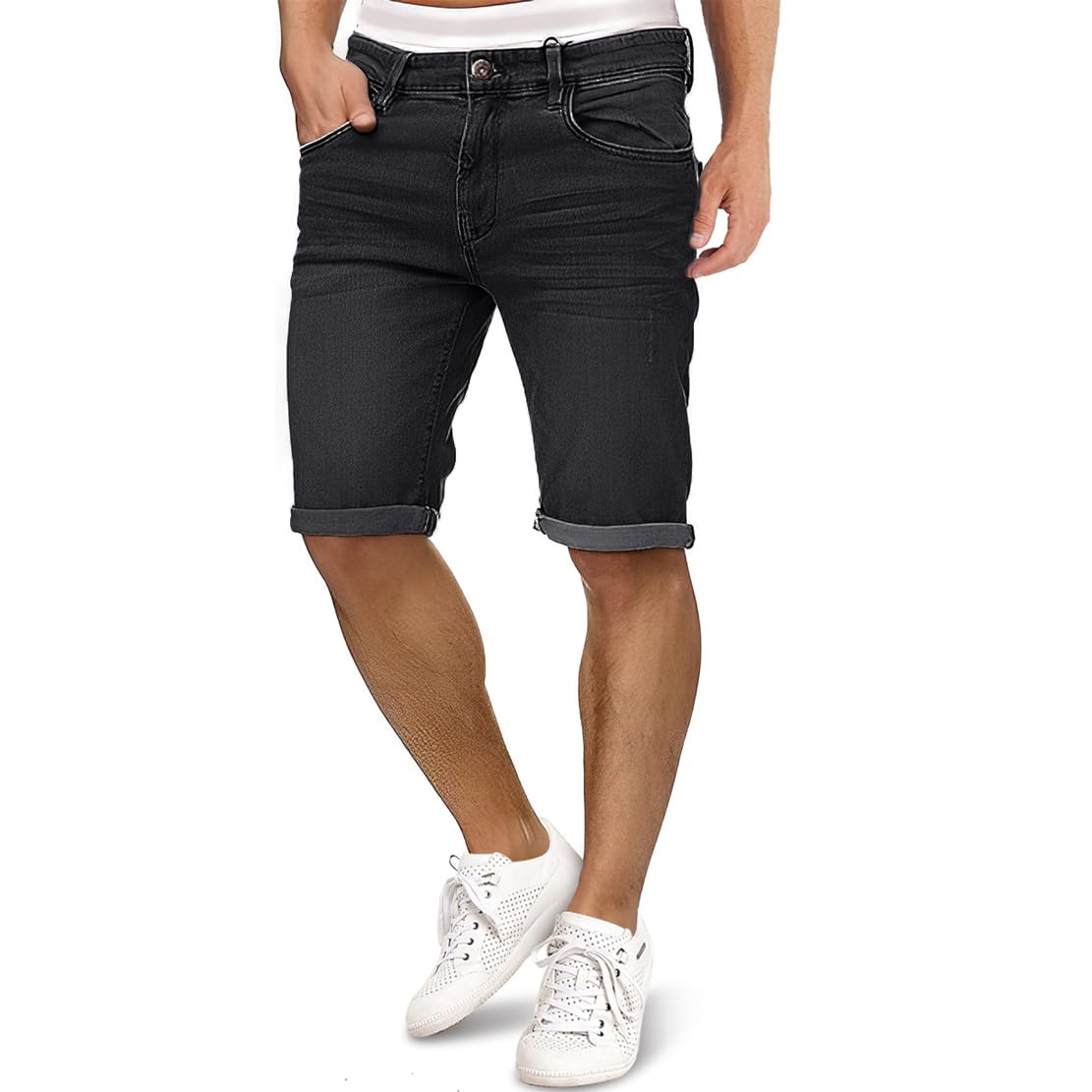 ZOXOZ Męskie Krótkie Spodenki Dżinsowe Lato Casual Jeans